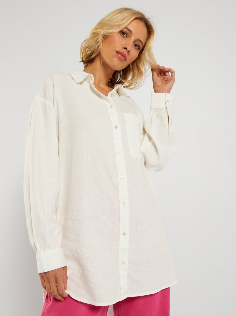 Camicia lunga in lino Bianco - Kiabi