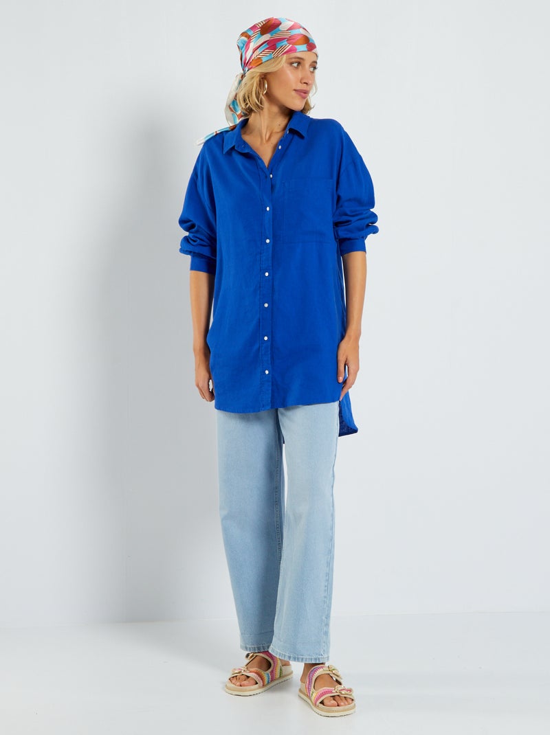 Bershka - Camicia a maniche lunghe bianca in misto lino
