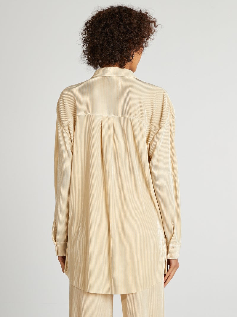Camicia lunga in maglia plissettata BEIGE - Kiabi