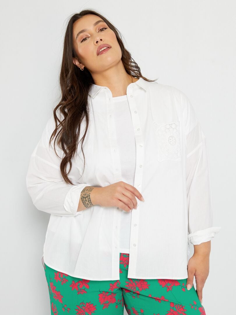 Camicia lunga in popeline Bianco - Kiabi