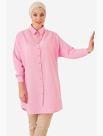 Camicia lunga in popeline con chiusura a bottoni bdart