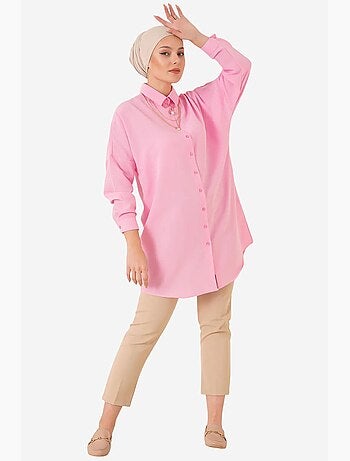 Camicia lunga in popeline con chiusura a bottoni bdart