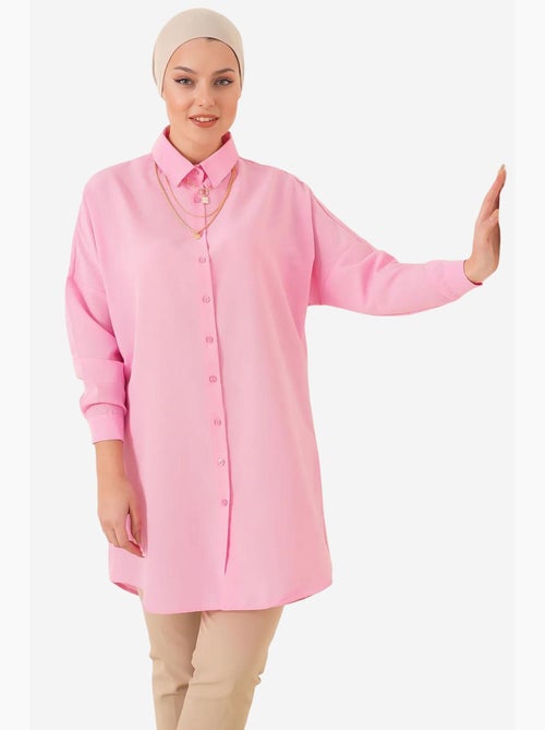 Camicia lunga in popeline con chiusura a bottoni bdart - Kiabi Camicia lunga in popeline con chiusura a bottoni bdart - Kiabi
