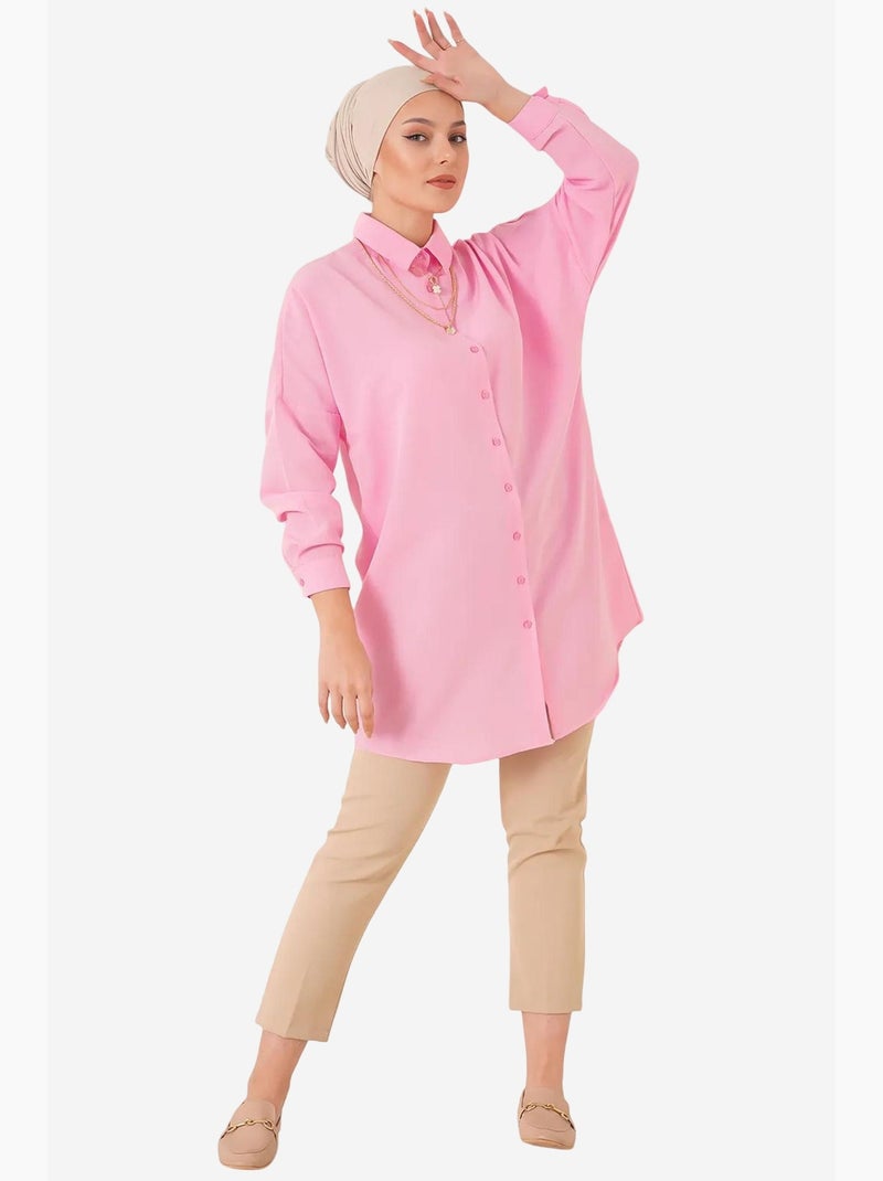 Camicia lunga in popeline con chiusura a bottoni bdart Rosa chiaro - Kiabi
