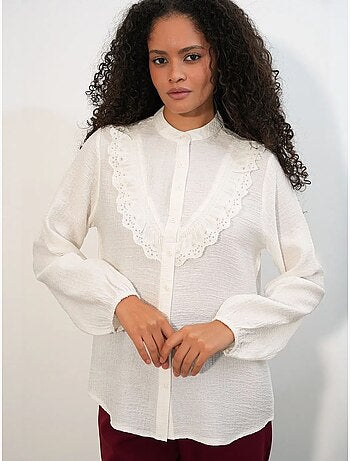 Camicia lunga in tessuto con colletto alla coreana bdart
