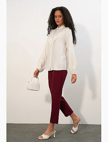 Camicia lunga in tessuto con colletto alla coreana bdart