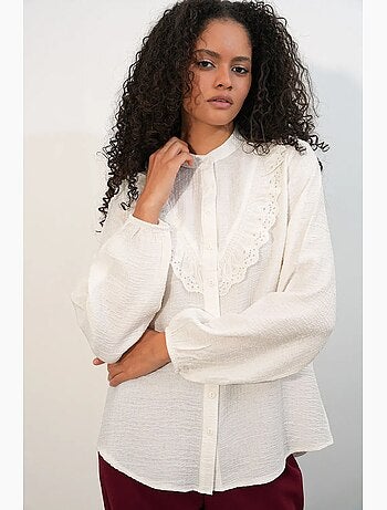Camicia lunga in tessuto con colletto alla coreana bdart