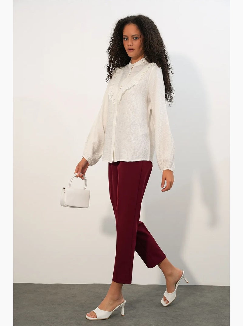 Camicia lunga in tessuto con colletto alla coreana bdart Bianco sporco - Kiabi