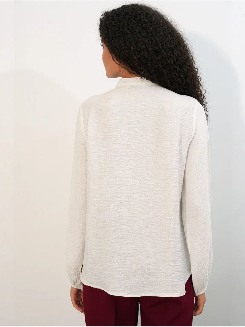 Camicia lunga in tessuto con colletto alla coreana bdart Bianco sporco - Kiabi