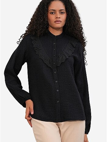 Camicia lunga in tessuto con colletto alla coreana bdart