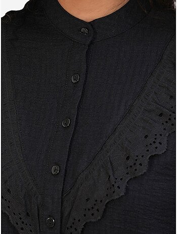 Camicia lunga in tessuto con colletto alla coreana bdart