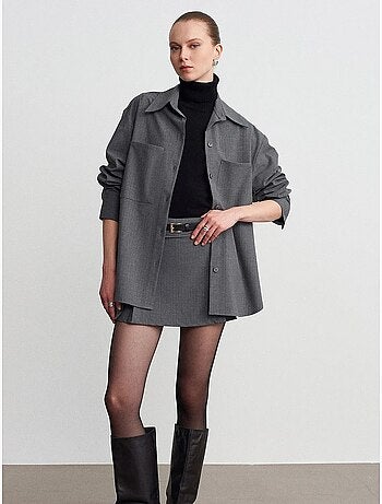 Camicia lunga in tessuto con maniche lunghe oversize con tasca dilvin