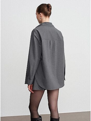 Camicia lunga in tessuto con maniche lunghe oversize con tasca dilvin