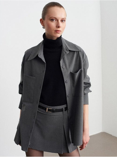 Camicia lunga in tessuto con maniche lunghe oversize con tasca dilvin - Kiabi Camicia lunga in tessuto con maniche lunghe oversize con tasca dilvin - Kiabi