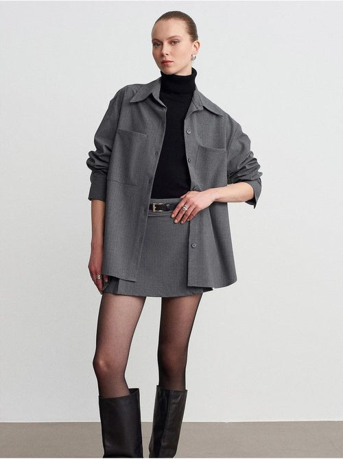 Camicia lunga in tessuto con maniche lunghe oversize con tasca dilvin - Kiabi Camicia lunga in tessuto con maniche lunghe oversize con tasca dilvin - Kiabi