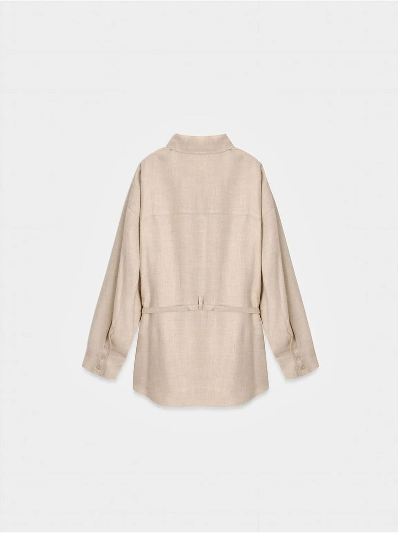 Camicia lunga intrecciata con cintura dilvin Beige argilla - Kiabi