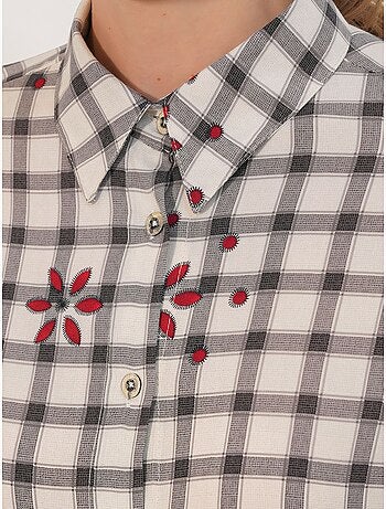 Camicia lunga oversize in crêpe a quadri bdart