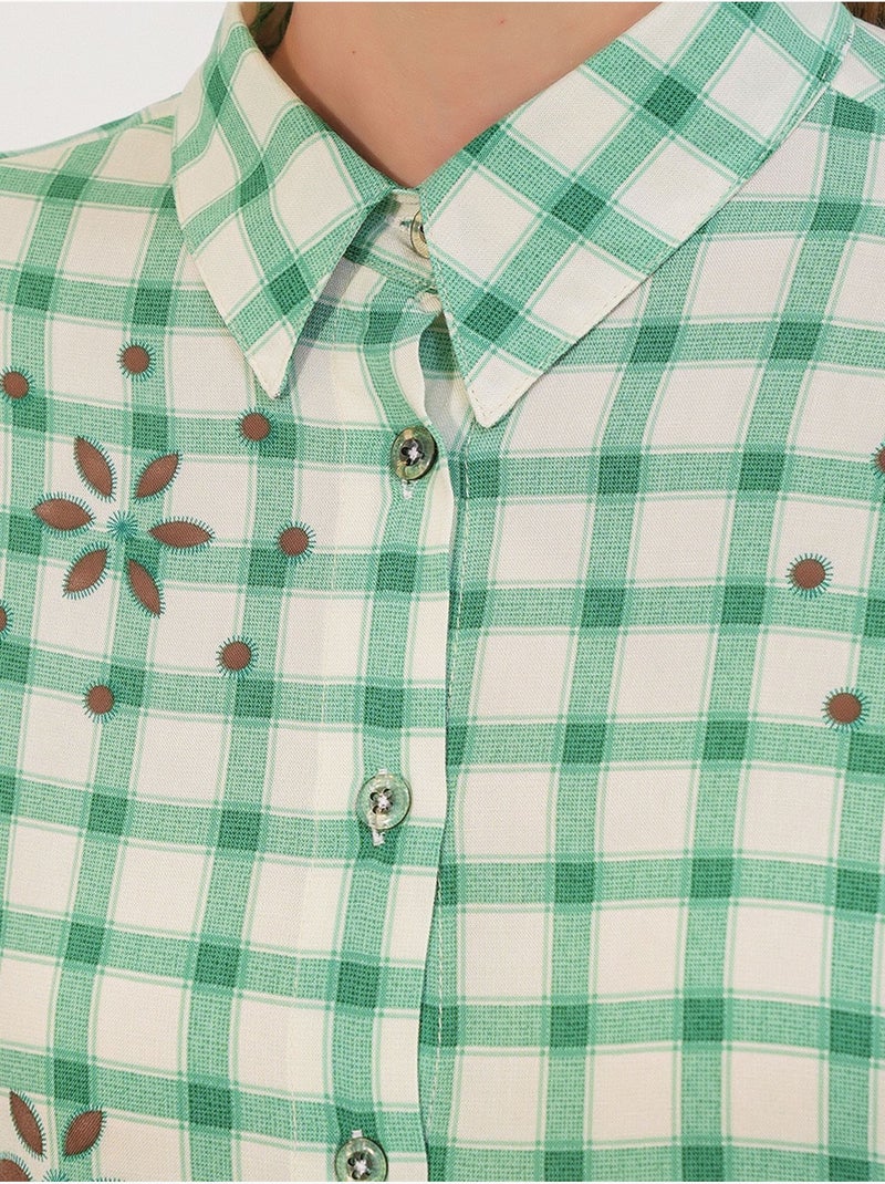 Camicia lunga oversize in crêpe a quadri bdart Verde menta - Kiabi