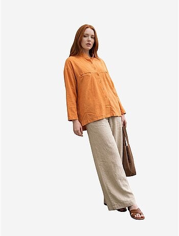 Camicia lunga oversize in misto lino a maniche lunghe my fashion