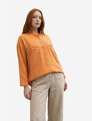 Camicia lunga oversize in misto lino a maniche lunghe my fashion