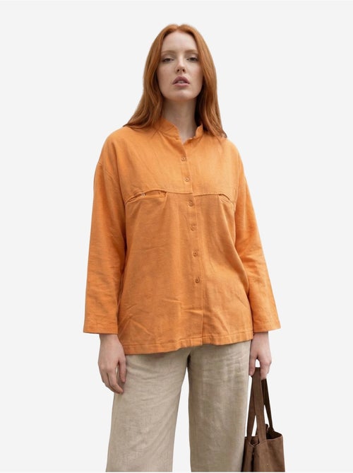 Camicia lunga oversize in misto lino a maniche lunghe my fashion - Kiabi Camicia lunga oversize in misto lino a maniche lunghe my fashion - Kiabi