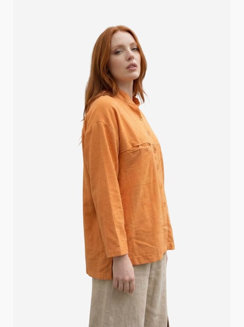Camicia lunga oversize in misto lino a maniche lunghe my fashion - Kiabi Camicia lunga oversize in misto lino a maniche lunghe my fashion - Kiabi