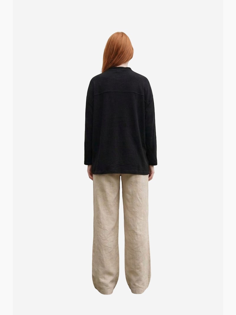 Camicia lunga oversize in misto lino a maniche lunghe my fashion Nero - Kiabi