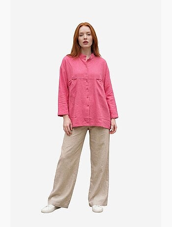 Camicia lunga oversize in misto lino a maniche lunghe my fashion