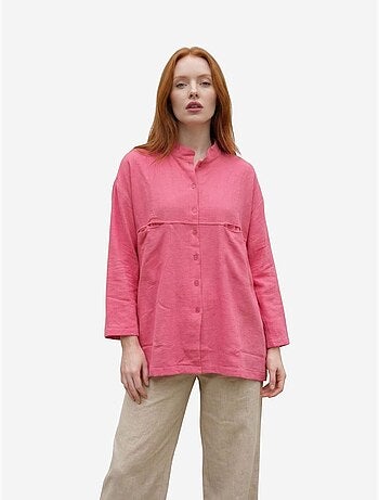 Camicia lunga oversize in misto lino a maniche lunghe my fashion