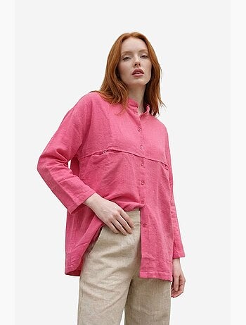 Camicia lunga oversize in misto lino a maniche lunghe my fashion