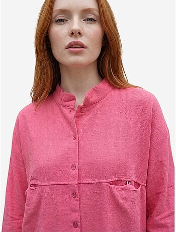 Camicia lunga oversize in misto lino a maniche lunghe my fashion