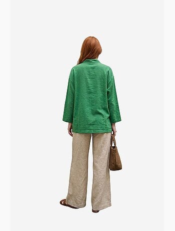 Camicia lunga oversize in misto lino a maniche lunghe my fashion