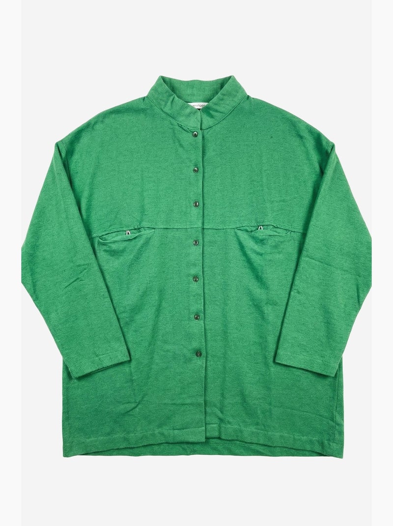 Camicia lunga oversize in misto lino a maniche lunghe my fashion Verde - Kiabi