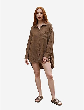 Camicia lunga oversize testurizzata con chiusura a bottoni my fashion