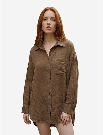 Camicia lunga oversize testurizzata con chiusura a bottoni my fashion