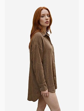 Camicia lunga oversize testurizzata con chiusura a bottoni my fashion