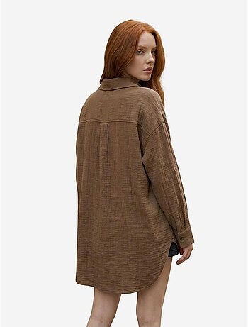 Camicia lunga oversize testurizzata con chiusura a bottoni my fashion