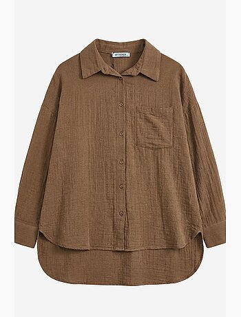 Camicia lunga oversize testurizzata con chiusura a bottoni my fashion