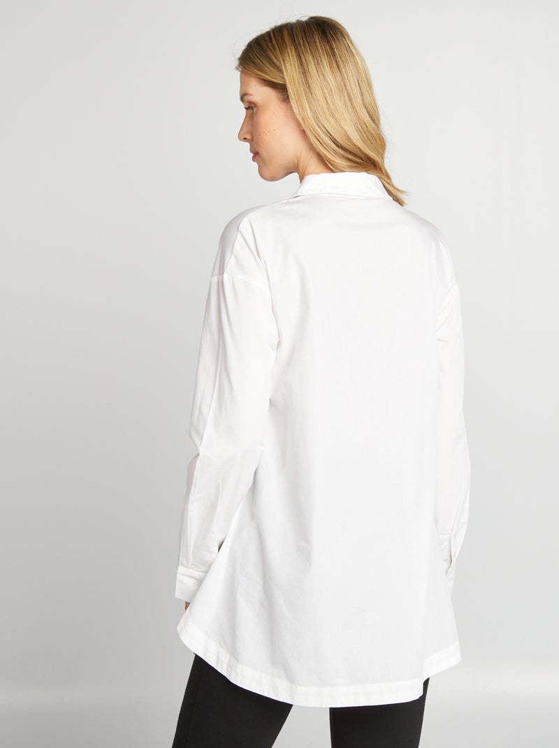 Camicia lunga premaman in cotone bianco - Kiabi