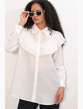 Camicia lunga relaxed con dettaglio a volant bdart