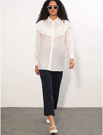 Camicia lunga relaxed con dettaglio a volant bdart