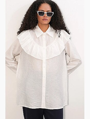 Camicia lunga relaxed con dettaglio a volant bdart