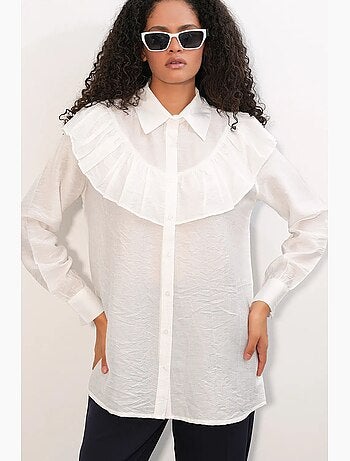 Camicia lunga relaxed con dettaglio a volant bdart