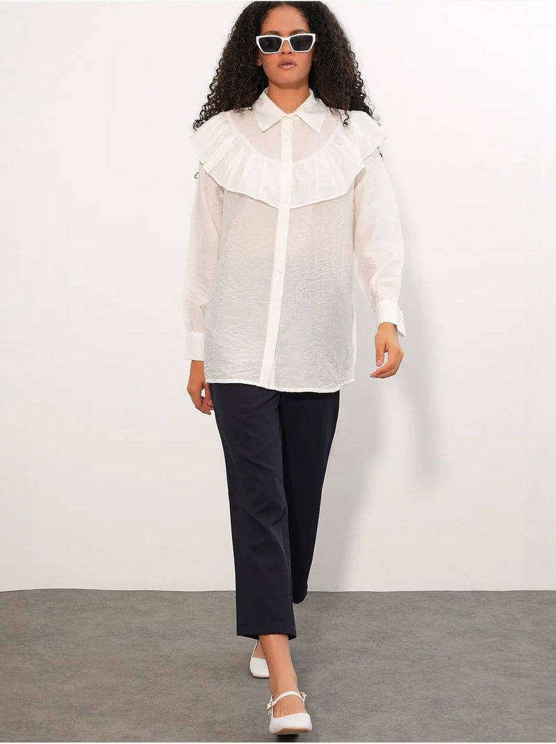Camicia lunga relaxed con dettaglio a volant bdart Bianco - Kiabi