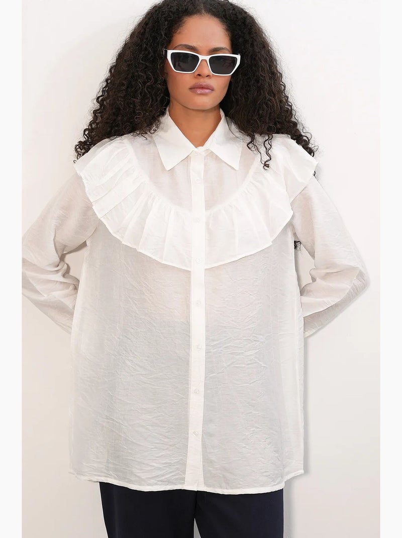 Camicia lunga relaxed con dettaglio a volant bdart Bianco - Kiabi