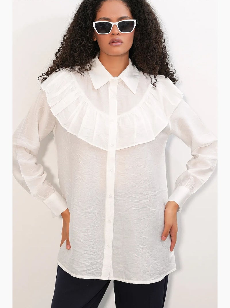 Camicia lunga relaxed con dettaglio a volant bdart Bianco - Kiabi