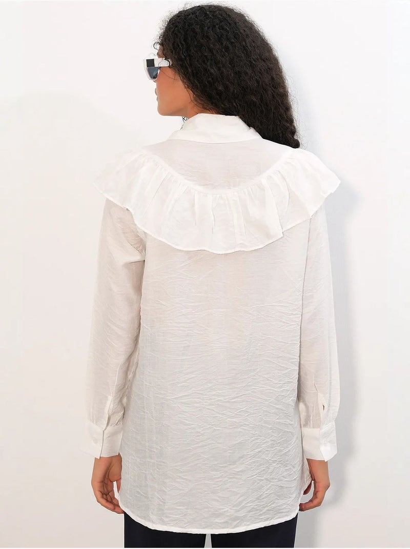 Camicia lunga relaxed con dettaglio a volant bdart Bianco - Kiabi