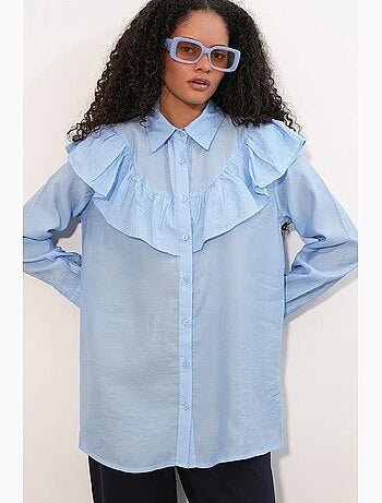 Camicia lunga relaxed con dettaglio a volant bdart