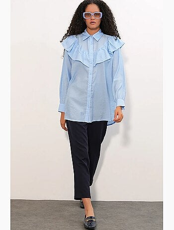 Camicia lunga relaxed con dettaglio a volant bdart