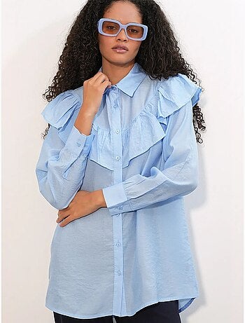 Camicia lunga relaxed con dettaglio a volant bdart